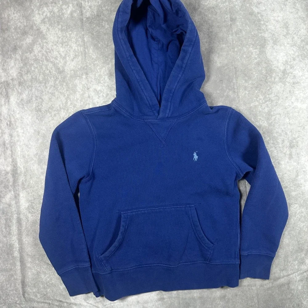 Polo Ralph Lauren Kids Size S 8 Royal Blue Fleece Pullover Hoodie Pony Logo
